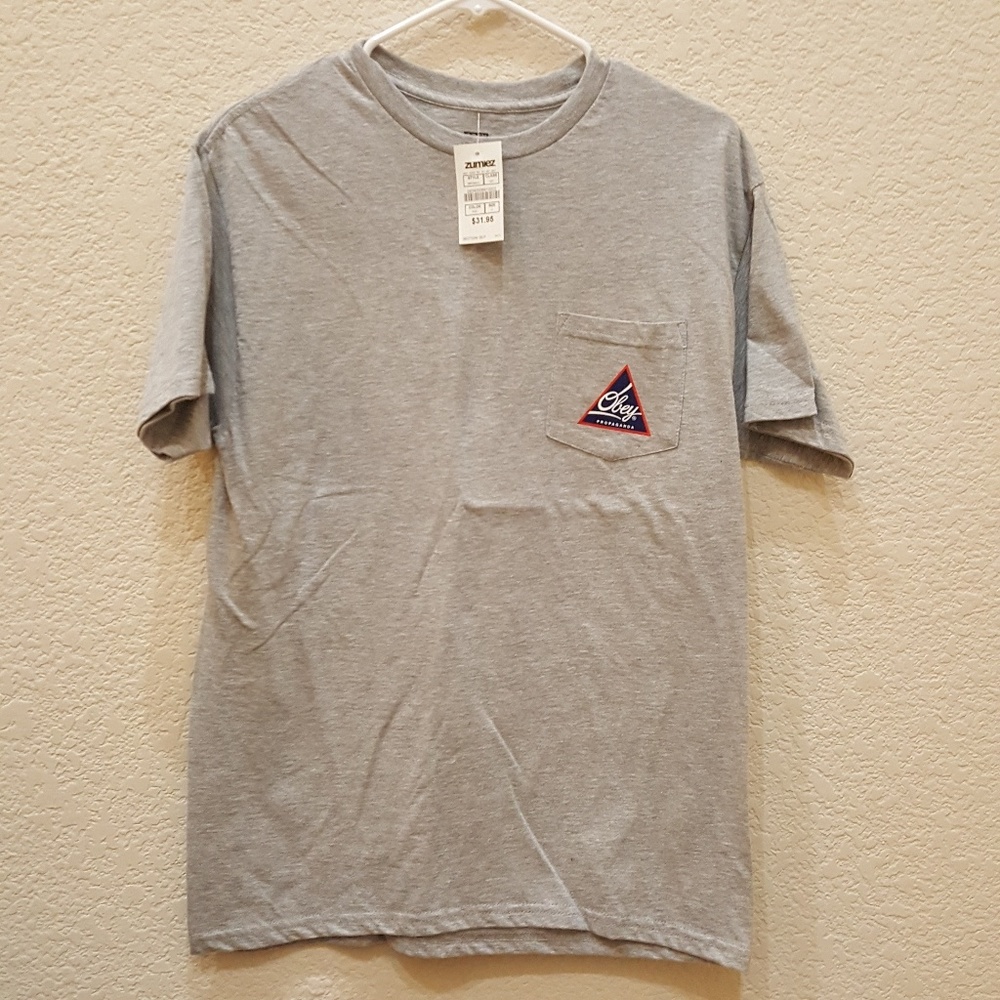 Medium Gray Obey Men's T Shirt
